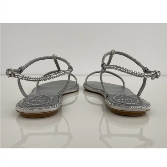 RENE CAOVILLA SILVER CRYSTAL SANDALS SIZE IT 37.5 / US 7.5 NEW! - Picture 13 of 15